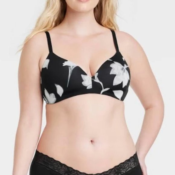 NWT Auden "midnight floral" no wire 32C wireless gently padded convertible bra - Picture 6 of 7